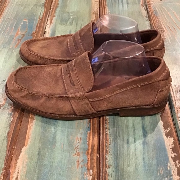 Clarks 10.5 Loafers Mens Distressed Leather Brown Stitching Detail Stacked Heel main image 6